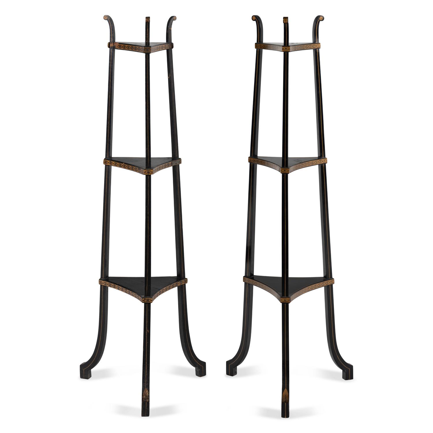 A Pair of Painted Jardiniere Stands
