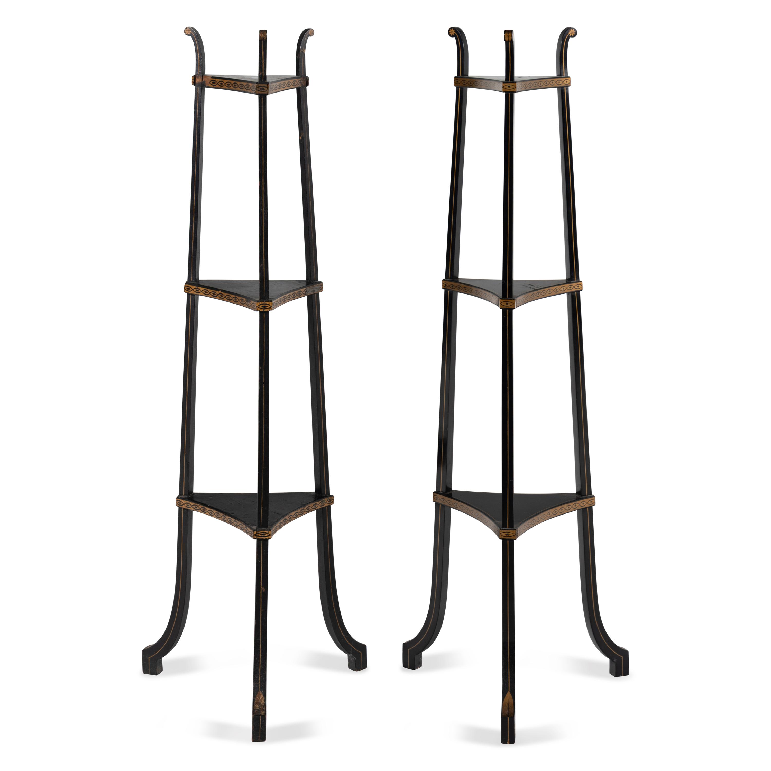 A Pair of Painted Jardiniere Stands