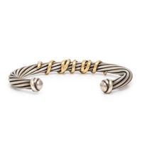 David Yurman, 'Helena,' Sterling Silver, Yellow Gold, and Diamond Cable Cuff Bracelet