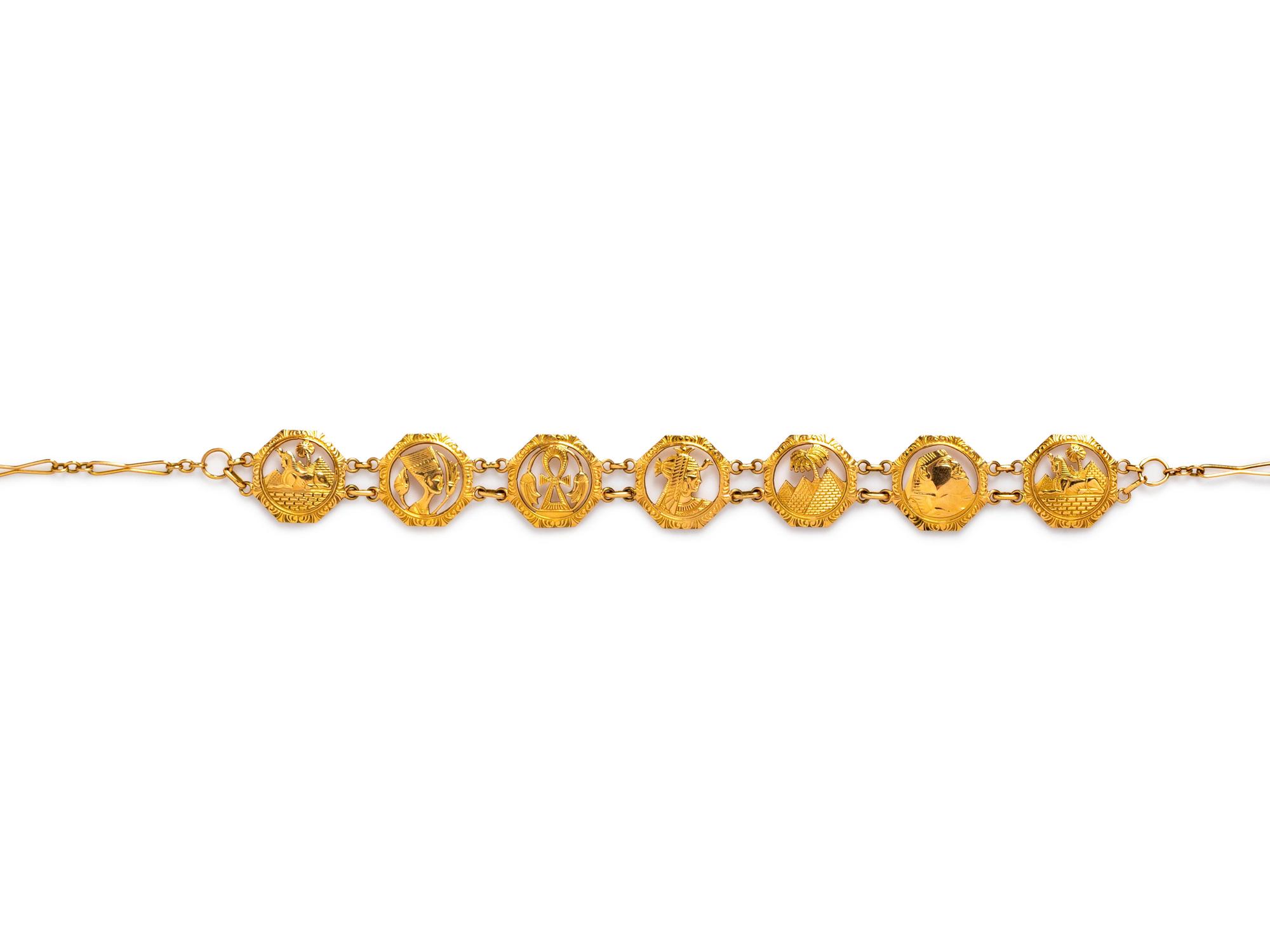 A Yellow Gold Egyptian Motif Necklace,