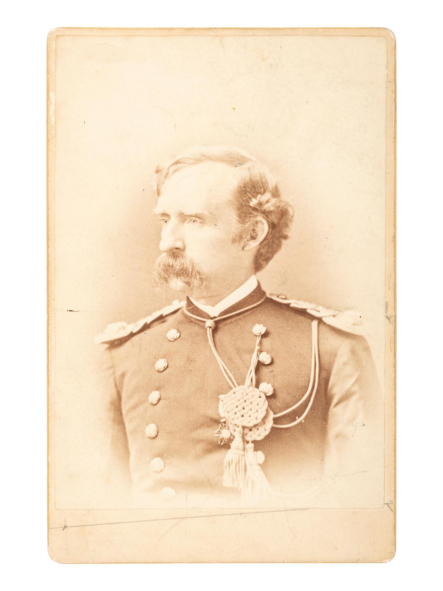 George Custer [CUSTER, GEORGE ARMSTRONG (1839-1876)]. An autographed cabinet card of Custer as lieutenant colonel. From the his last sitting. [New York]: [W. R.Howell], [1876].