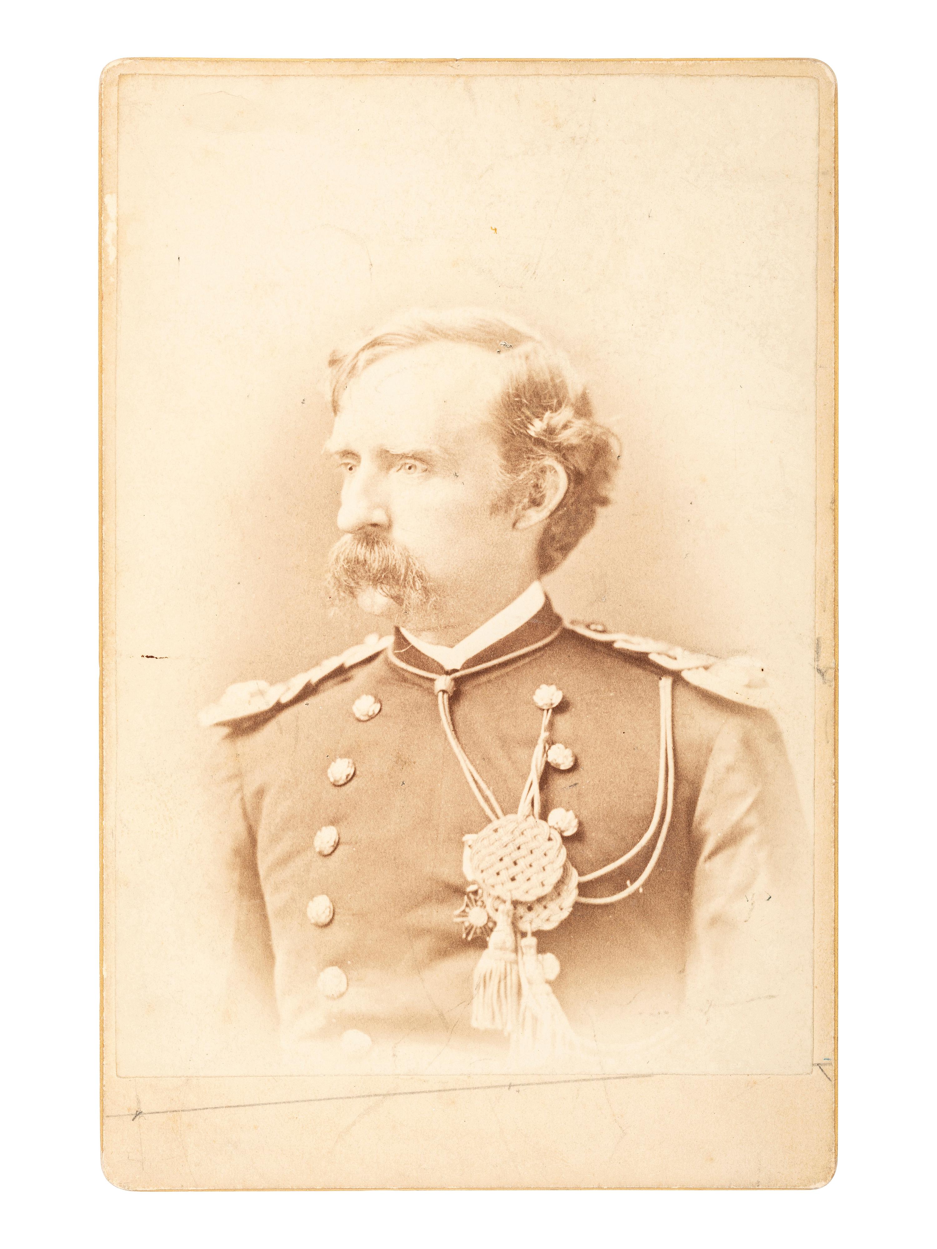 George Custer [CUSTER, GEORGE ARMSTRONG (1839-1876)]. An autographed cabinet card of Custer as lieutenant colonel. From the his last sitting. [New York]: [W. R.Howell], [1876].