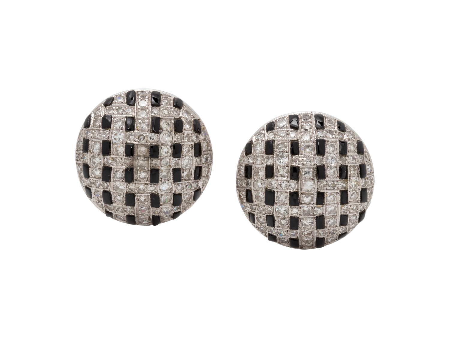 DIAMOND AND ONYX EARCLIPS