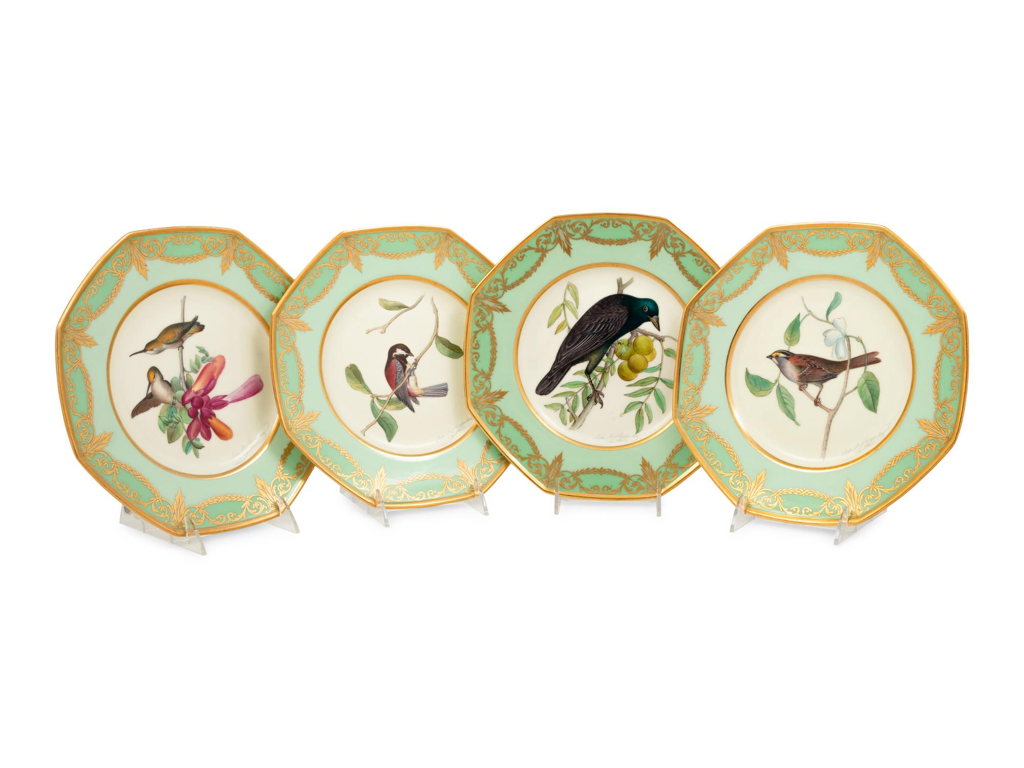 A Set of Eight Royal Worcester Porcelain Plates with Painted Birds from Audubon's Birds of America