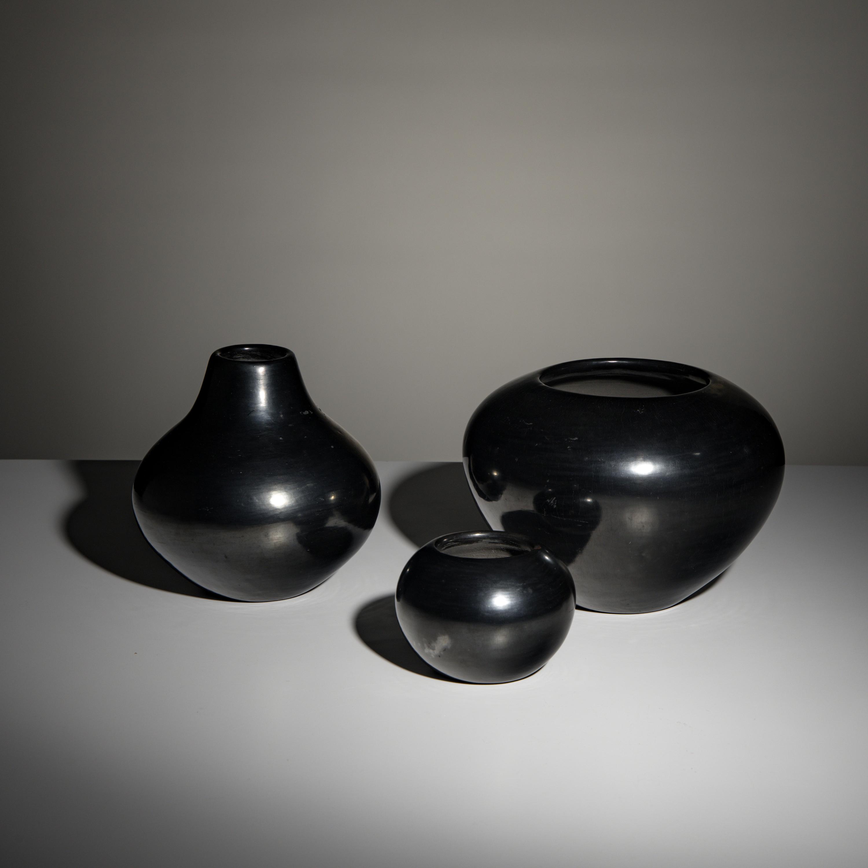 Maria Martinez (San Ildefonso, 1887-1980) — Blackware Pottery Jars 1956-1967