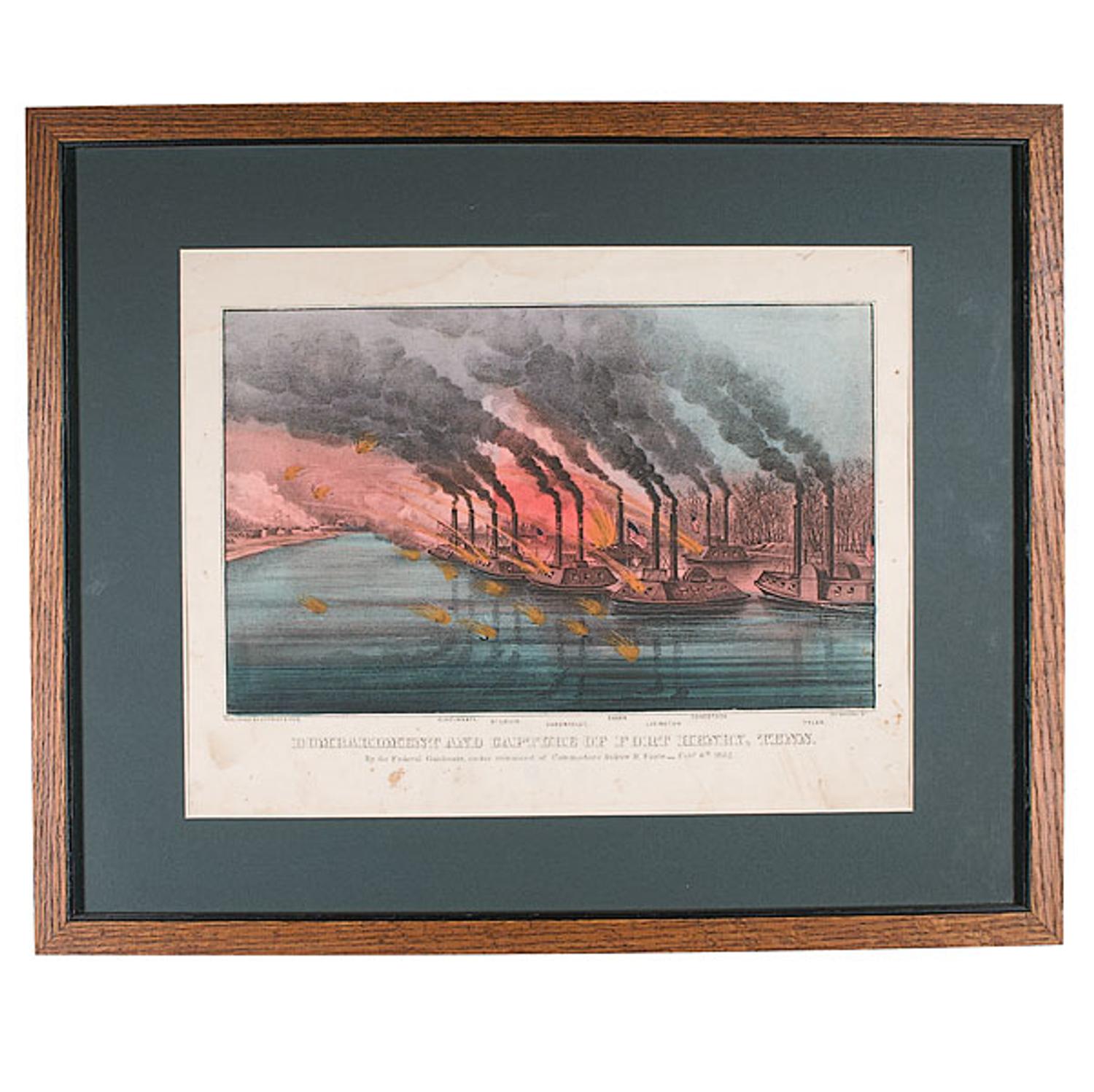 [CIVIL WAR]. A group of 3 Currier & Ives Naval Battle lithographs, comprising: