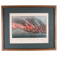 [CIVIL WAR]. A group of 3 Currier & Ives Naval Battle lithographs, comprising: