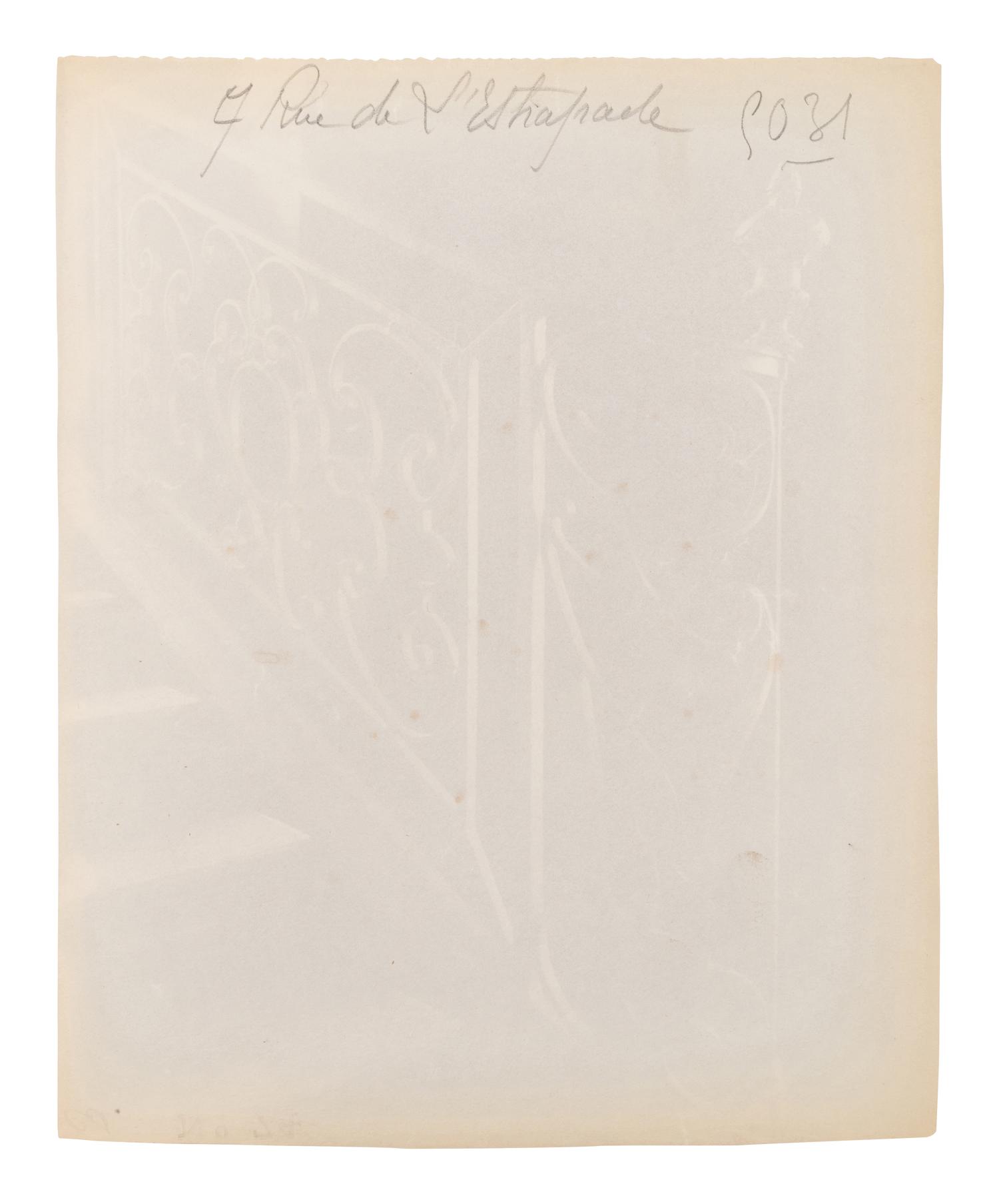 A group of four photographs ( Hôtel de Sully Charost, rue du Cherche-Midi 11 , 1904-1905; Hôtel de Fleury, rue des Saints-Pères 28 , 1905; 7 rue de l'Estrapade , 1905; Grille du chœr, èglise Saint Roch , 1912)