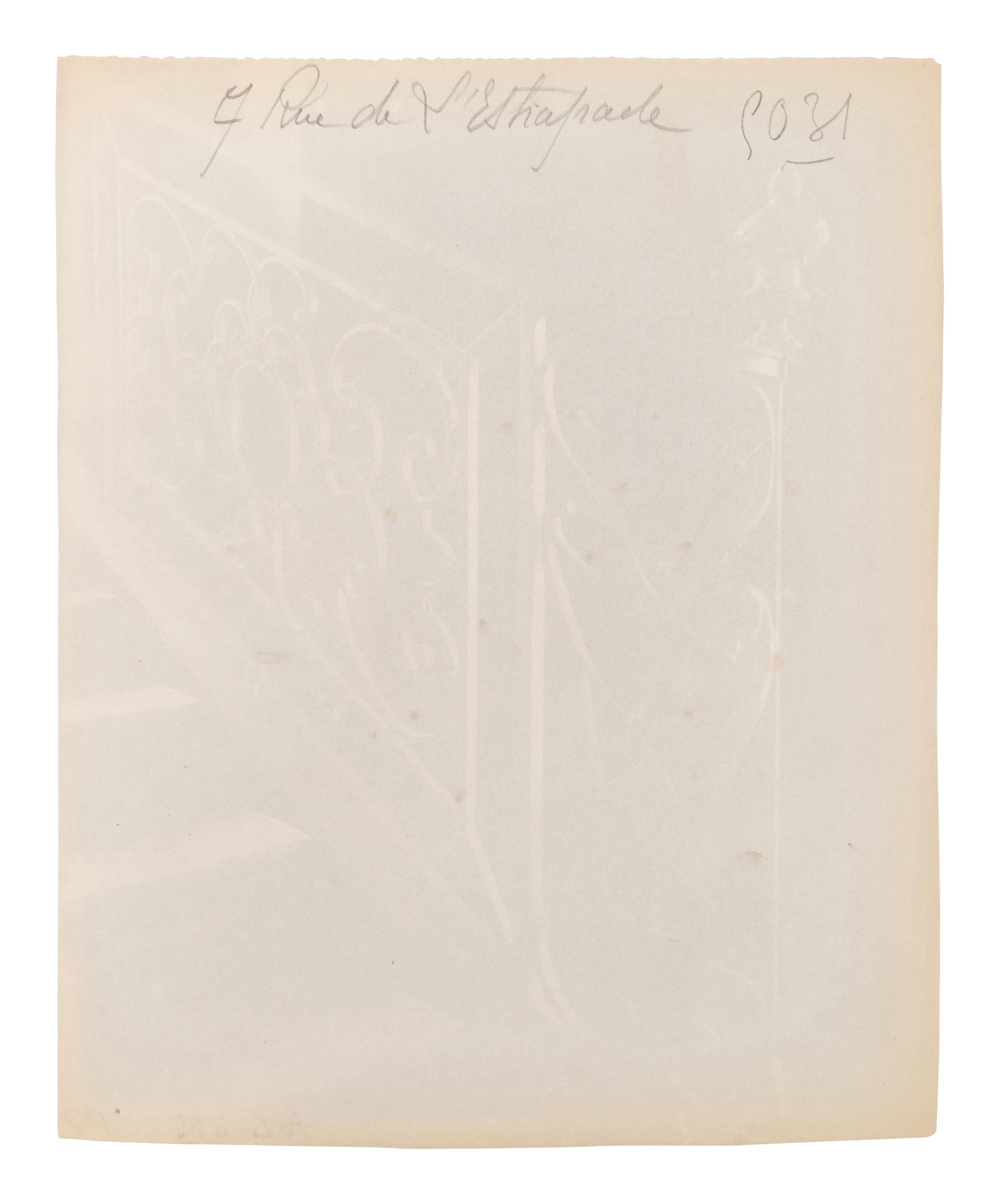 A group of four photographs ( Hôtel de Sully Charost, rue du Cherche-Midi 11 , 1904-1905; Hôtel de Fleury, rue des Saints-Pères 28 , 1905; 7 rue de l'Estrapade , 1905; Grille du chœr, èglise Saint Roch , 1912)