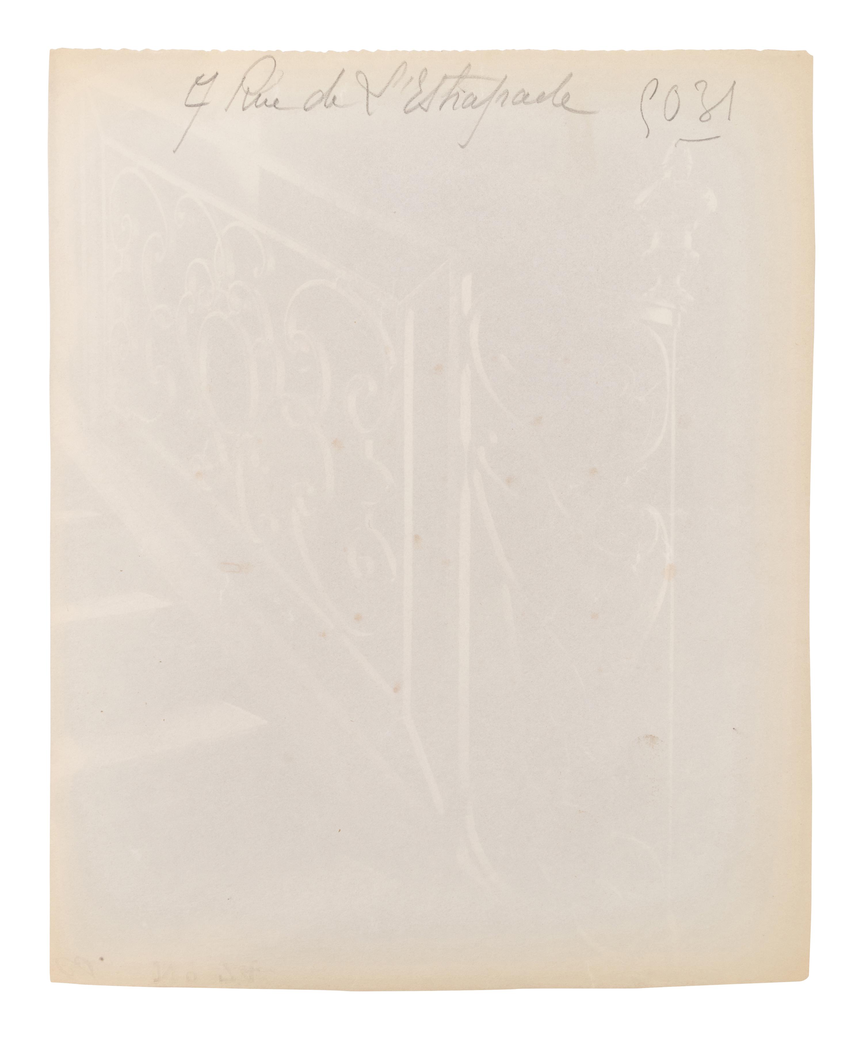 A group of four photographs ( Hôtel de Sully Charost, rue du Cherche-Midi 11 , 1904-1905; Hôtel de Fleury, rue des Saints-Pères 28 , 1905; 7 rue de l'Estrapade , 1905; Grille du chœr, èglise Saint Roch , 1912)