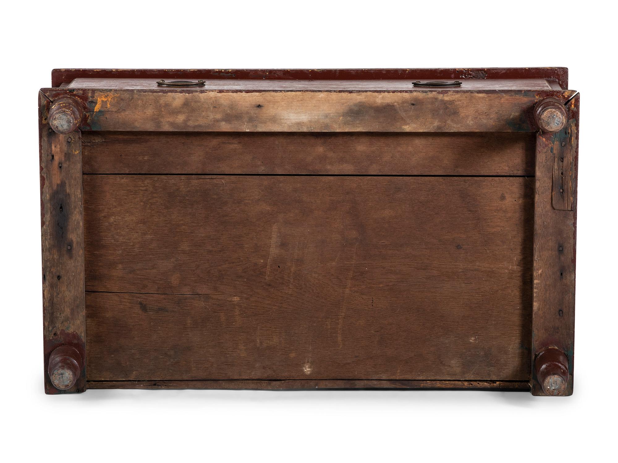 A Federal Red-Painted Cherrywood and Poplar One Drawer Chest