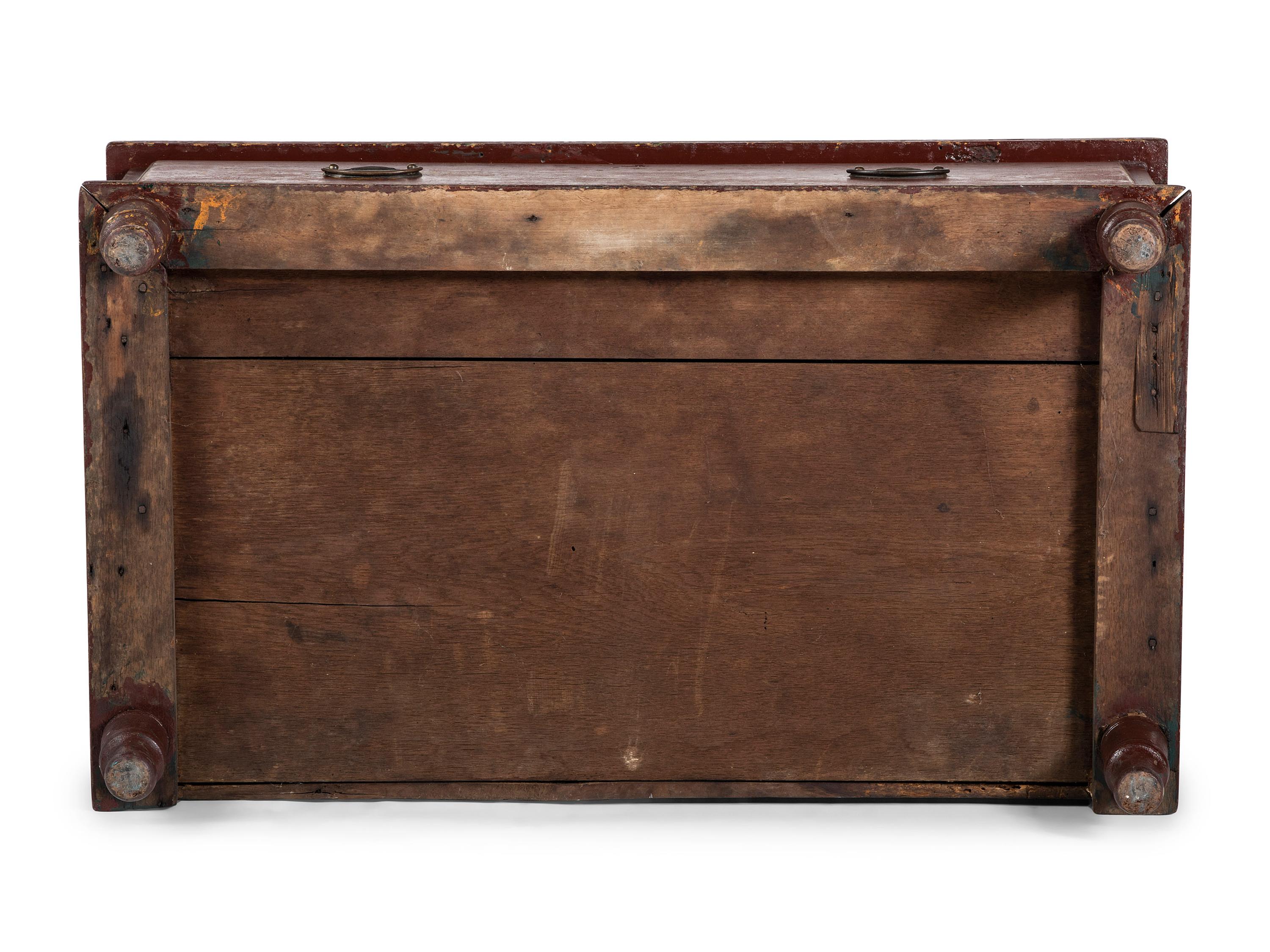 A Federal Red-Painted Cherrywood and Poplar One Drawer Chest