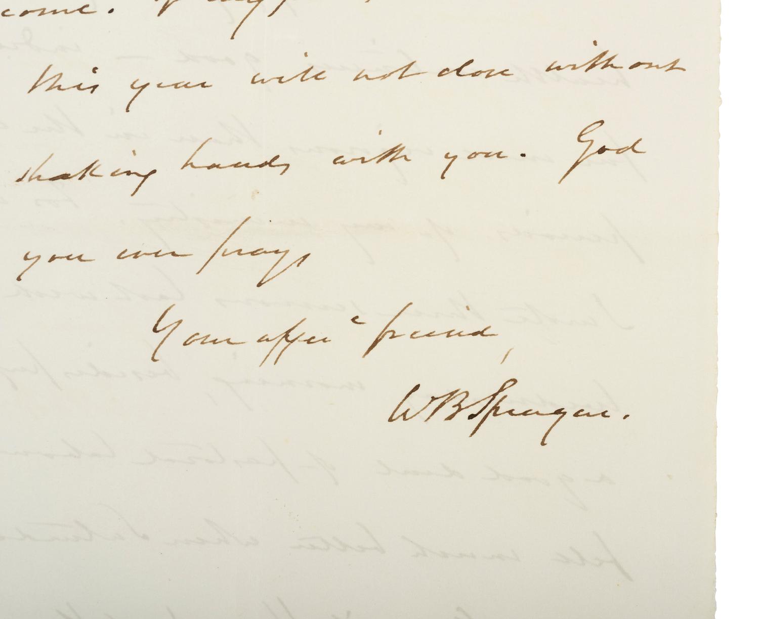 [AUTOGRAPHS]. SPRAGUE, Dr. William Buell (1795-1876). Group of 17 ALsS, 1849-1865.
