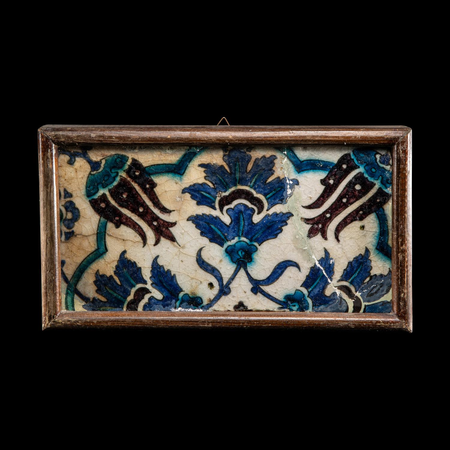 An Ottoman Glazed Ceramic Tile