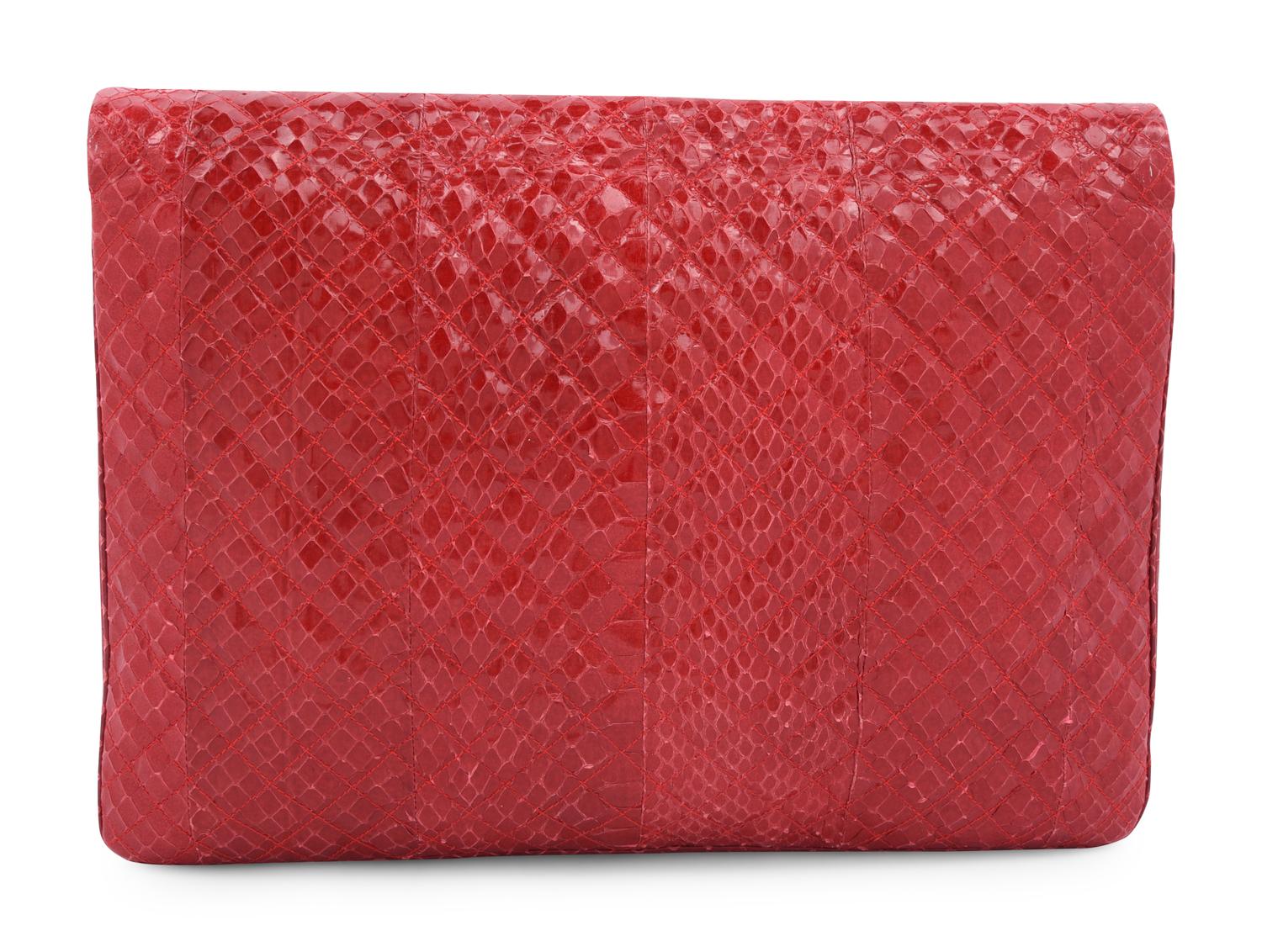 Judith Leiber Quilted Snakeskin Clutch