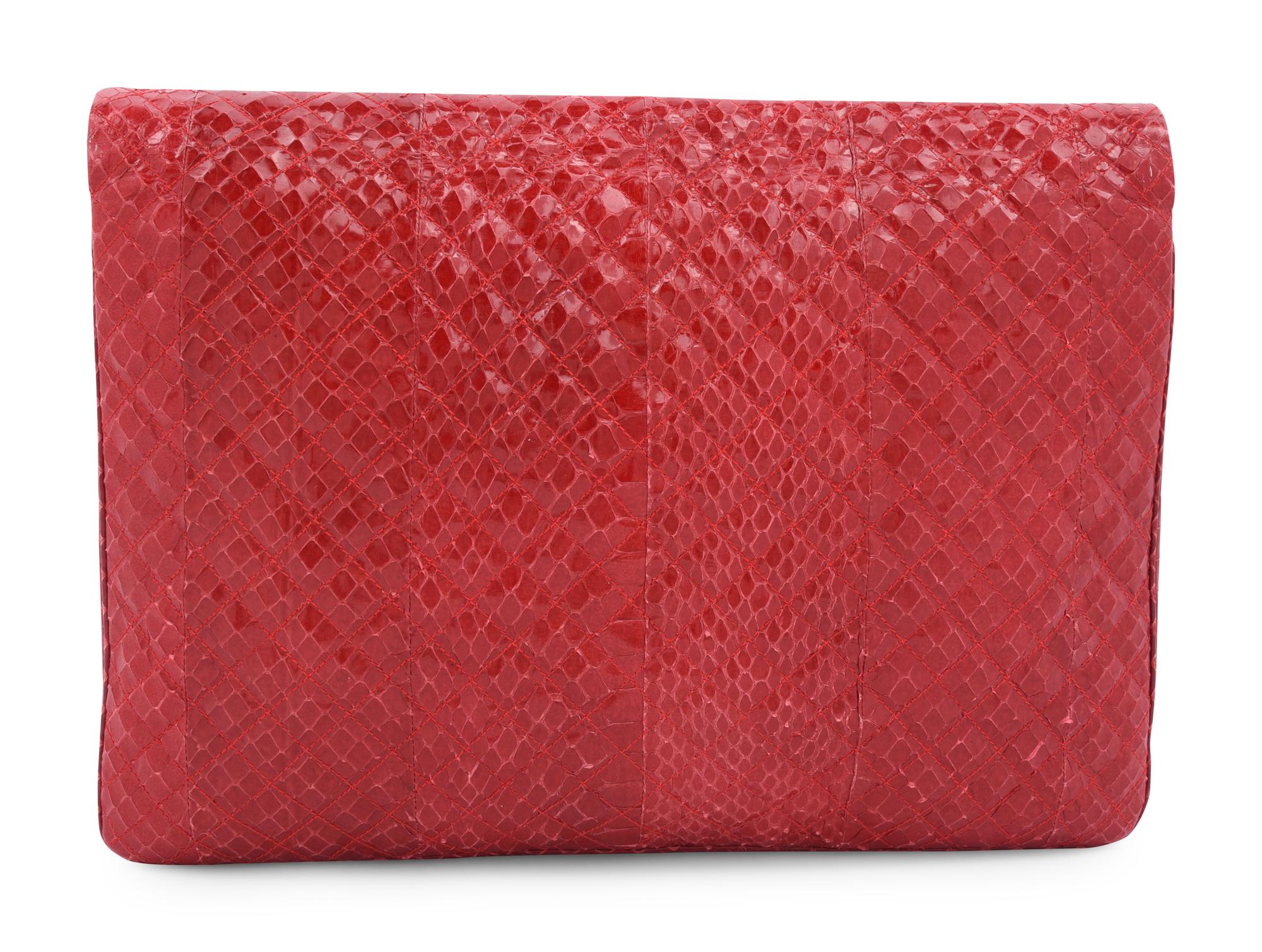 Judith Leiber Quilted Snakeskin Clutch