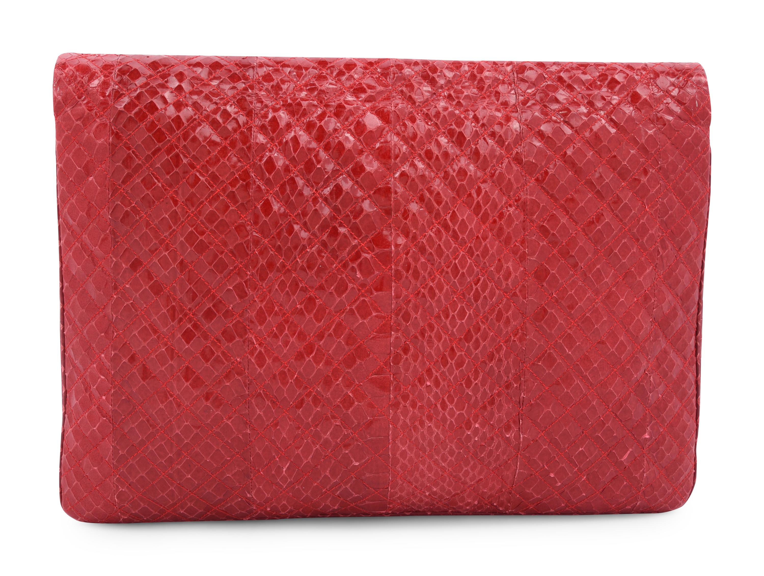 Judith Leiber Quilted Snakeskin Clutch