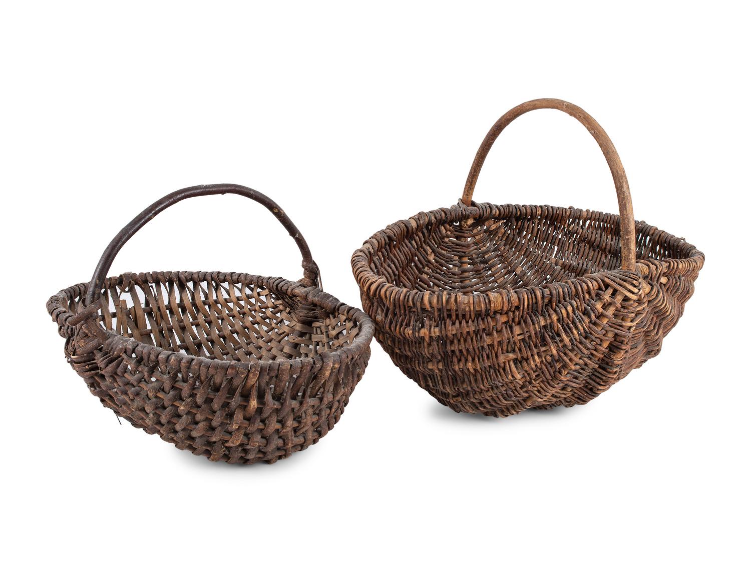 Seven Woven Wood Baskets