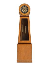 A Biedermeier Birch Longcase Clock