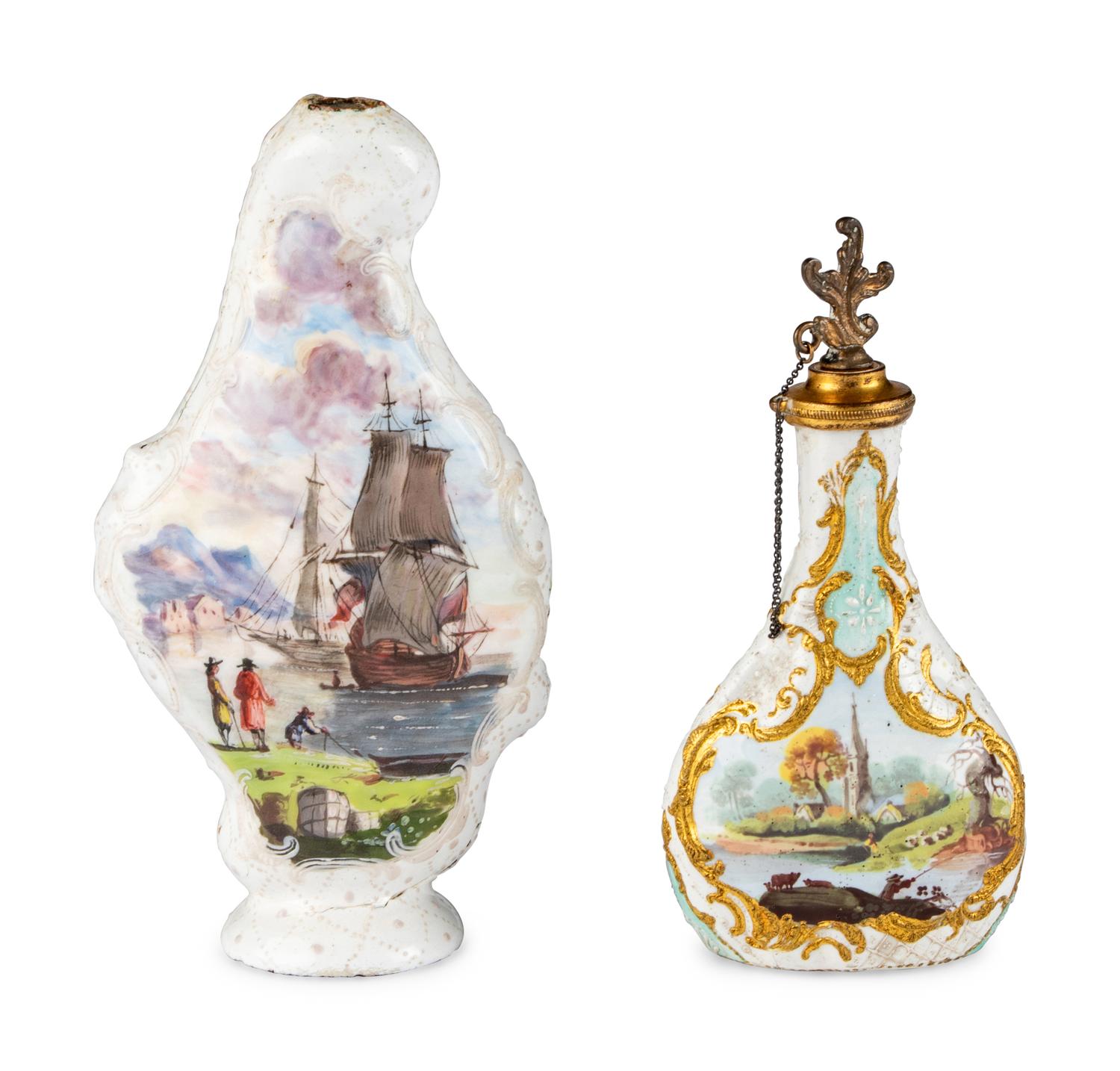 Two South Staffordshire Enamel Scent Bottles