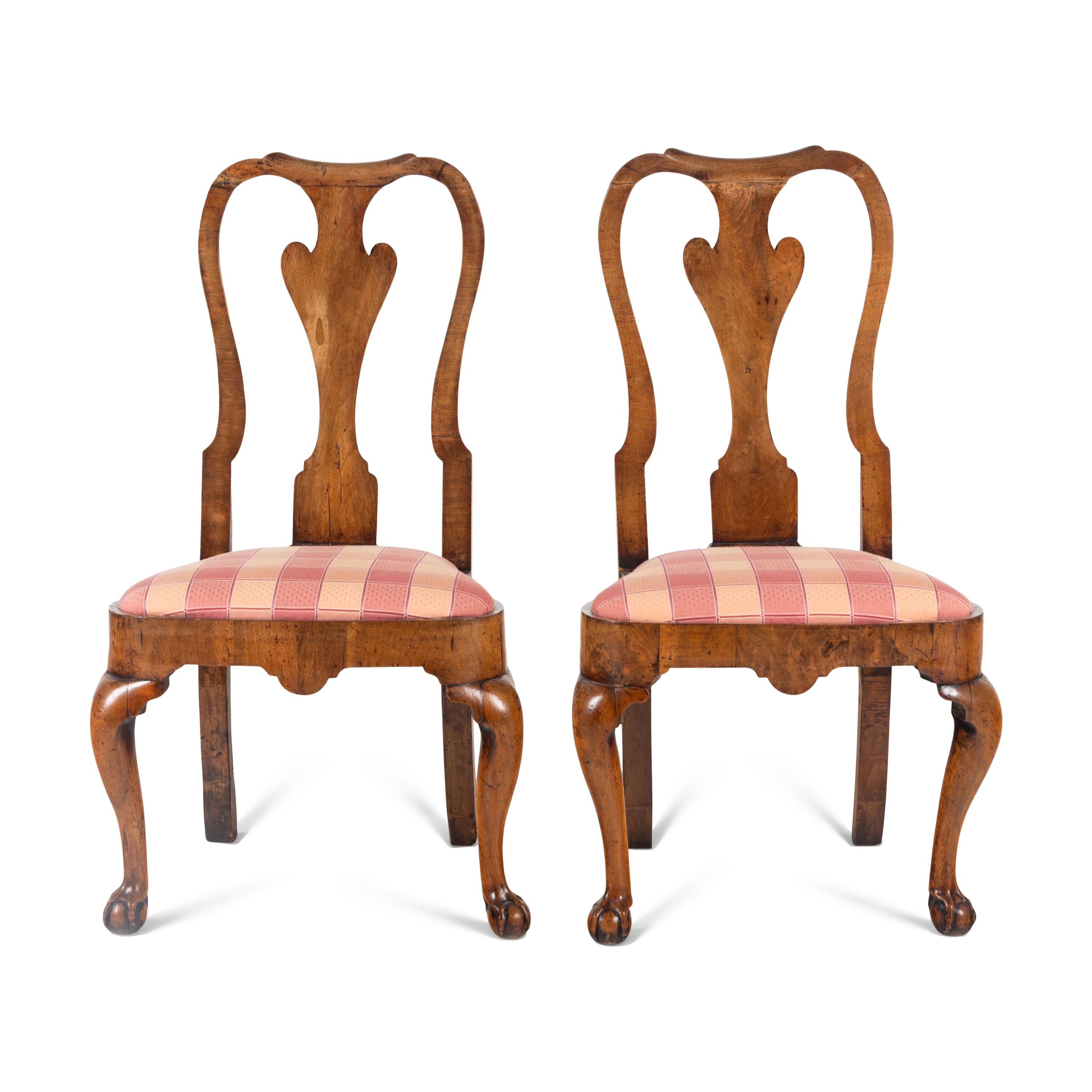 A Pair of George II Walnut Side Chairs