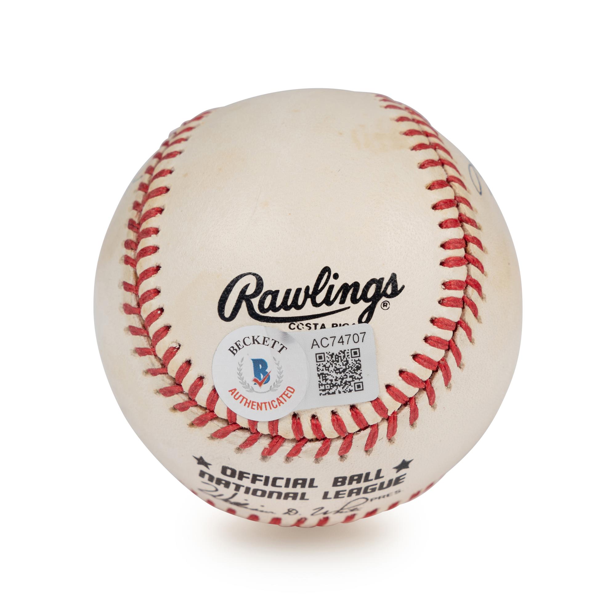 A Nolan Ryan, Sandy Koufax and Bob Feller No Hit Kings Signed Autograph Baseball (Beckett Authentication Services Letter)
