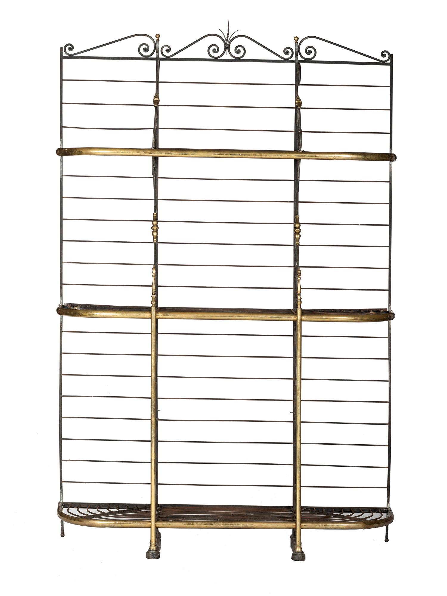 A Damerval Freres Cast Iron and Brass Baker's Rack