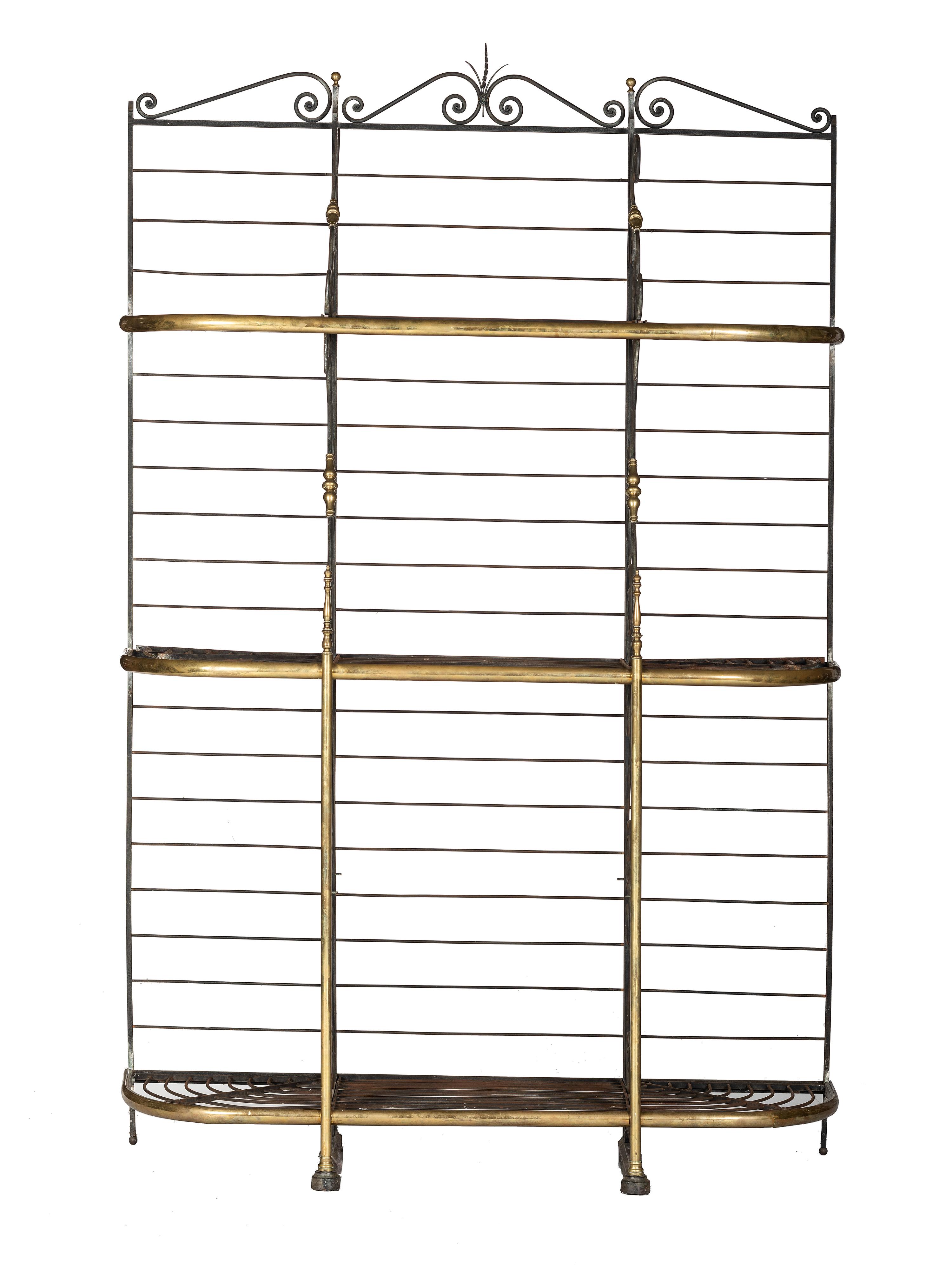 A Damerval Freres Cast Iron and Brass Baker's Rack