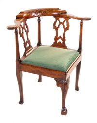 A George III Walnut Corner Chair