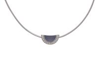 MOVADO, WHITE GOLD, BLUE CHALCEDONY AND DIAMOND SET