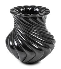 Blackware Swirl Pottery Jar