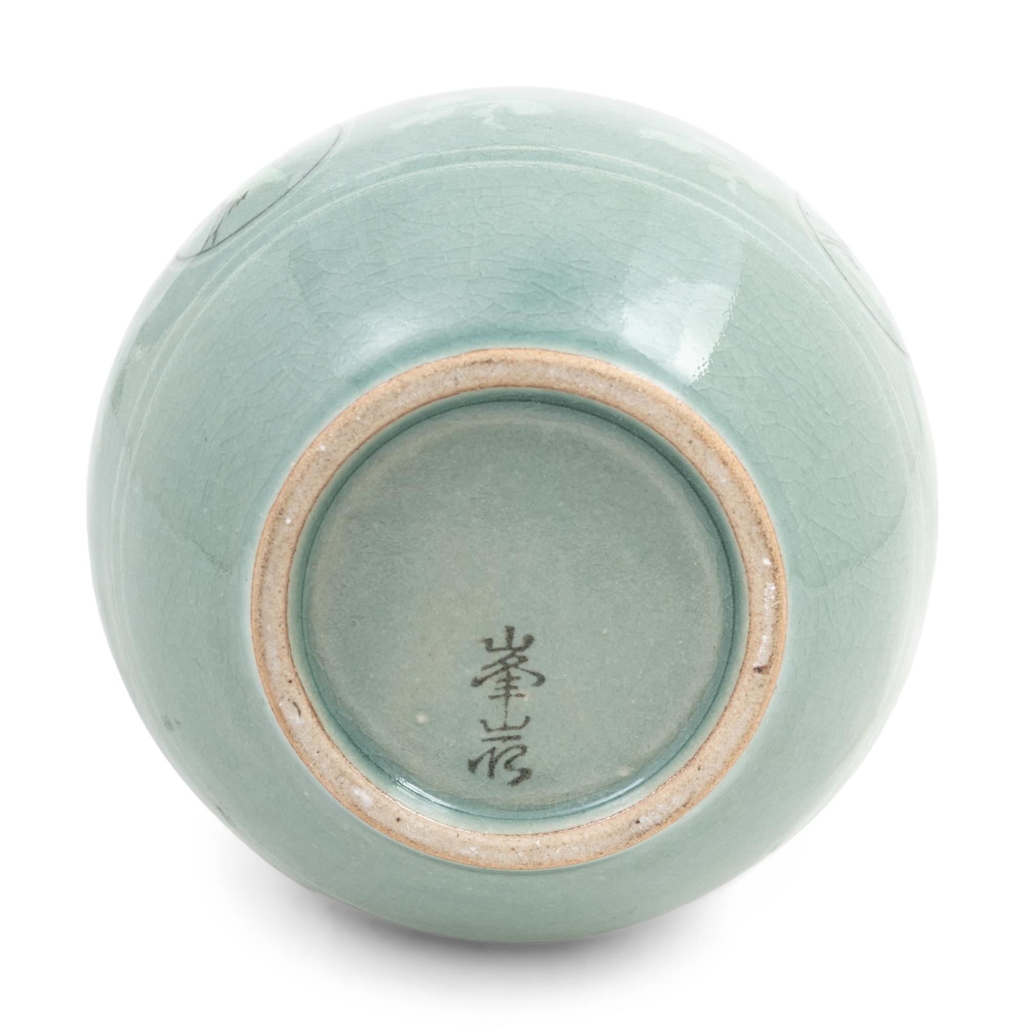 Six Korean Celadon Ground 'Crane and Cloud' Vases