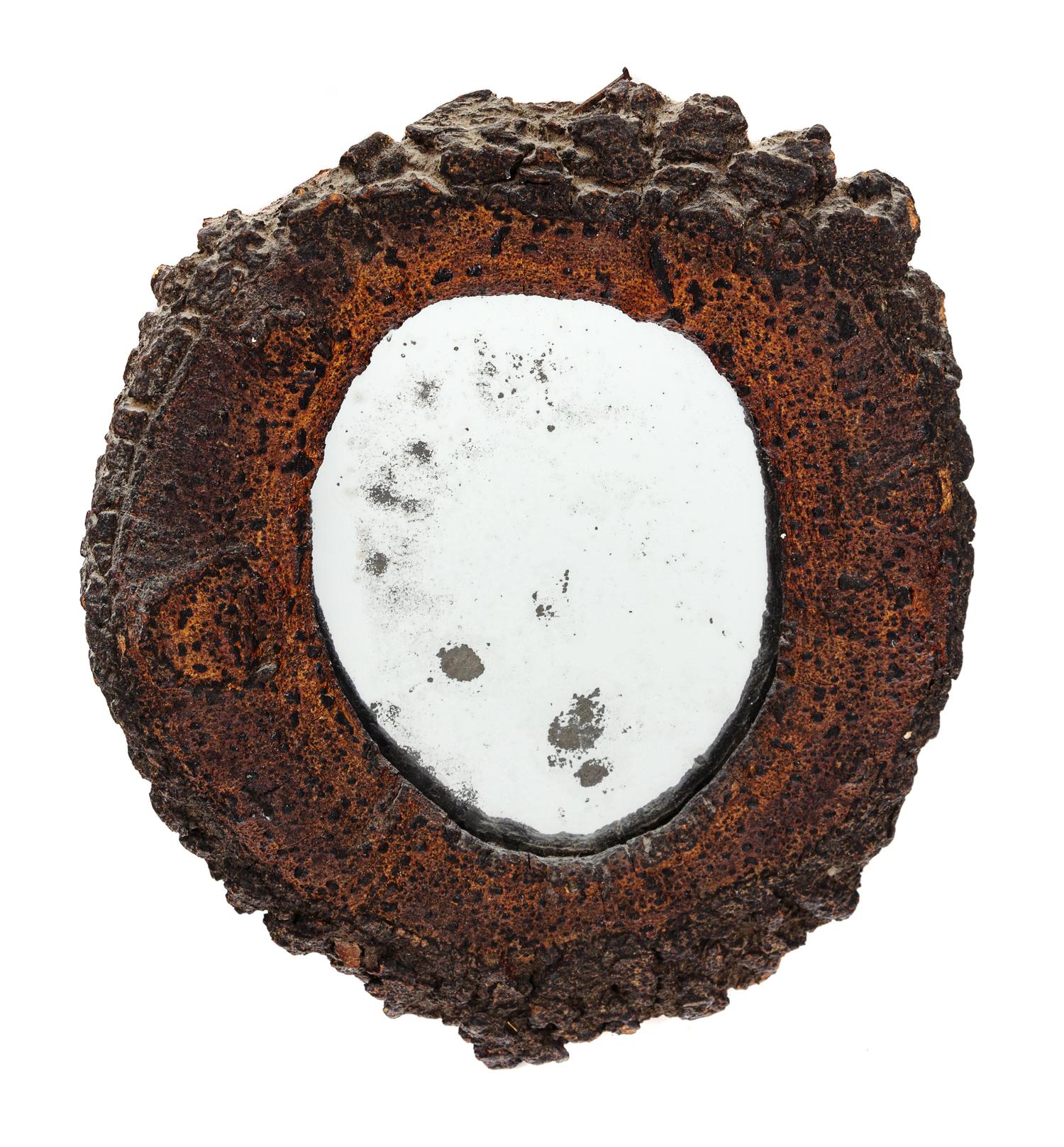 A Sho-Sugi-Ban Wood Knot Hole Mirror 14 x 12 inches. — LATE 19TH/EARLY 20TH CENTURY