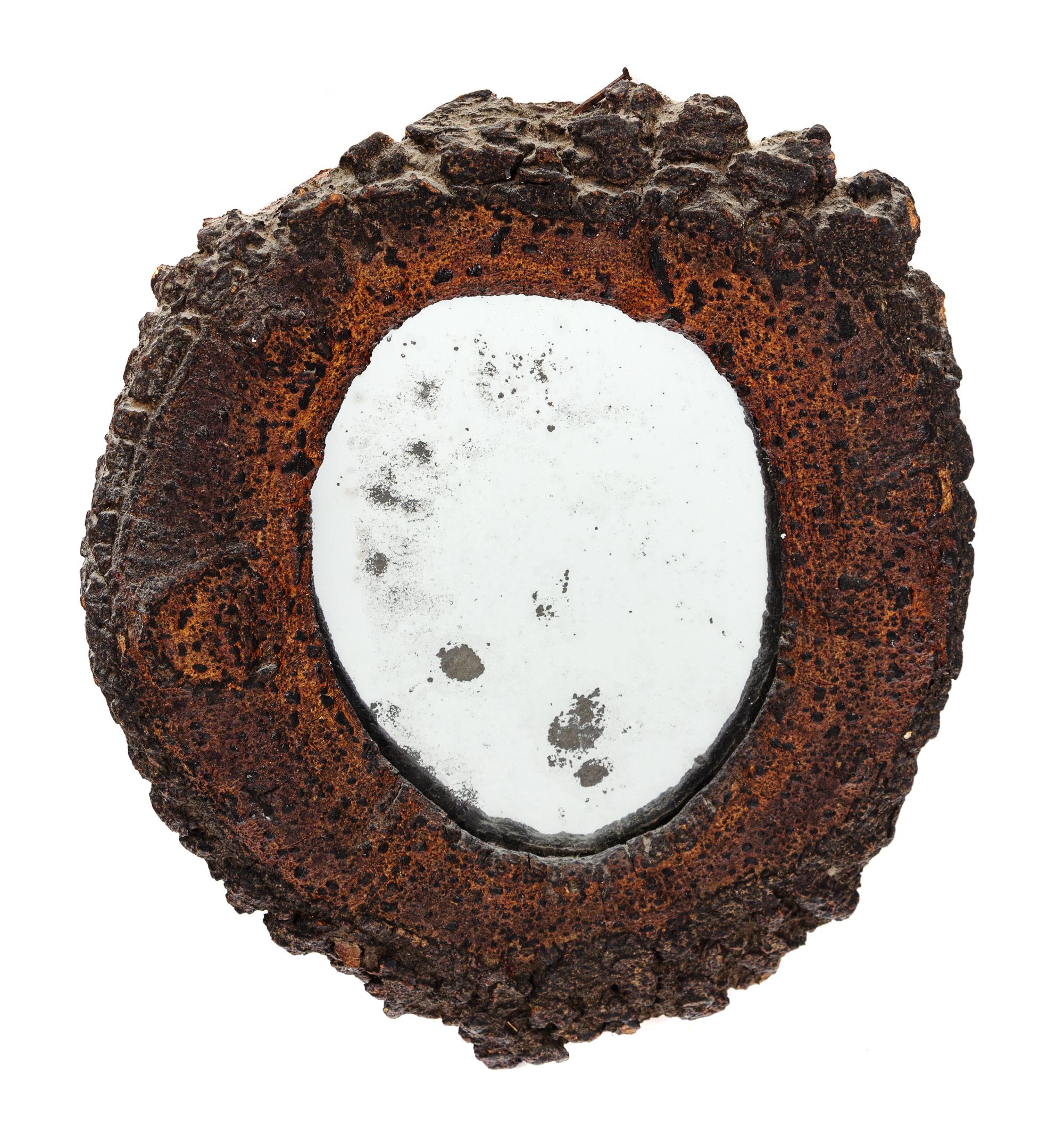 A Sho-Sugi-Ban Wood Knot Hole Mirror 14 x 12 inches. — LATE 19TH/EARLY 20TH CENTURY
