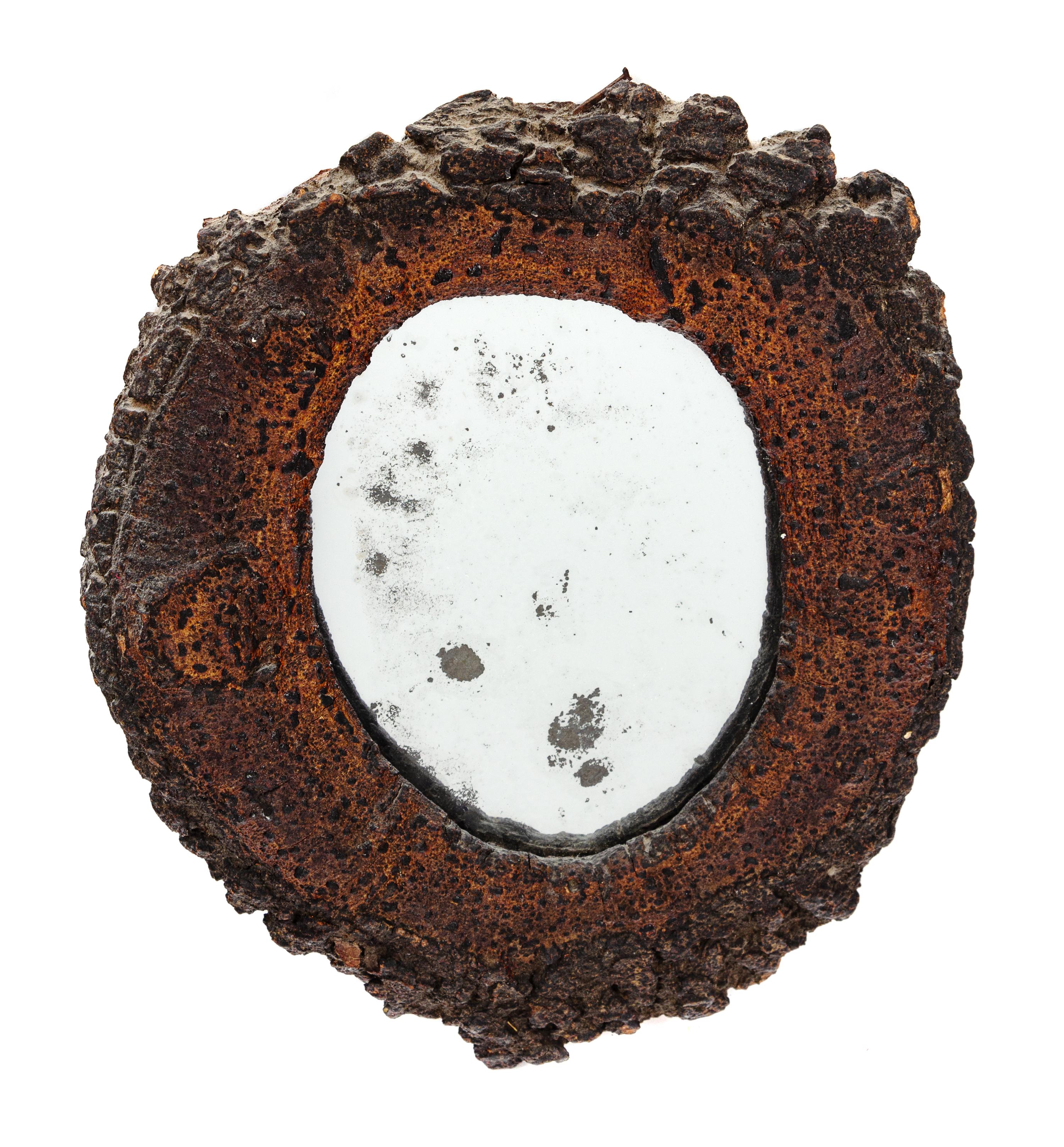 A Sho-Sugi-Ban Wood Knot Hole Mirror 14 x 12 inches. — LATE 19TH/EARLY 20TH CENTURY