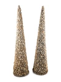 A Pair of Painted Pinecone Obelisk Ornaments