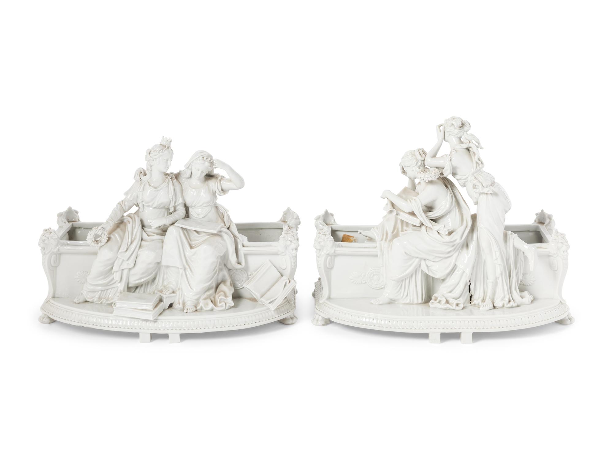 A Capodimonte Porcelain Two-Piece Table Garniture