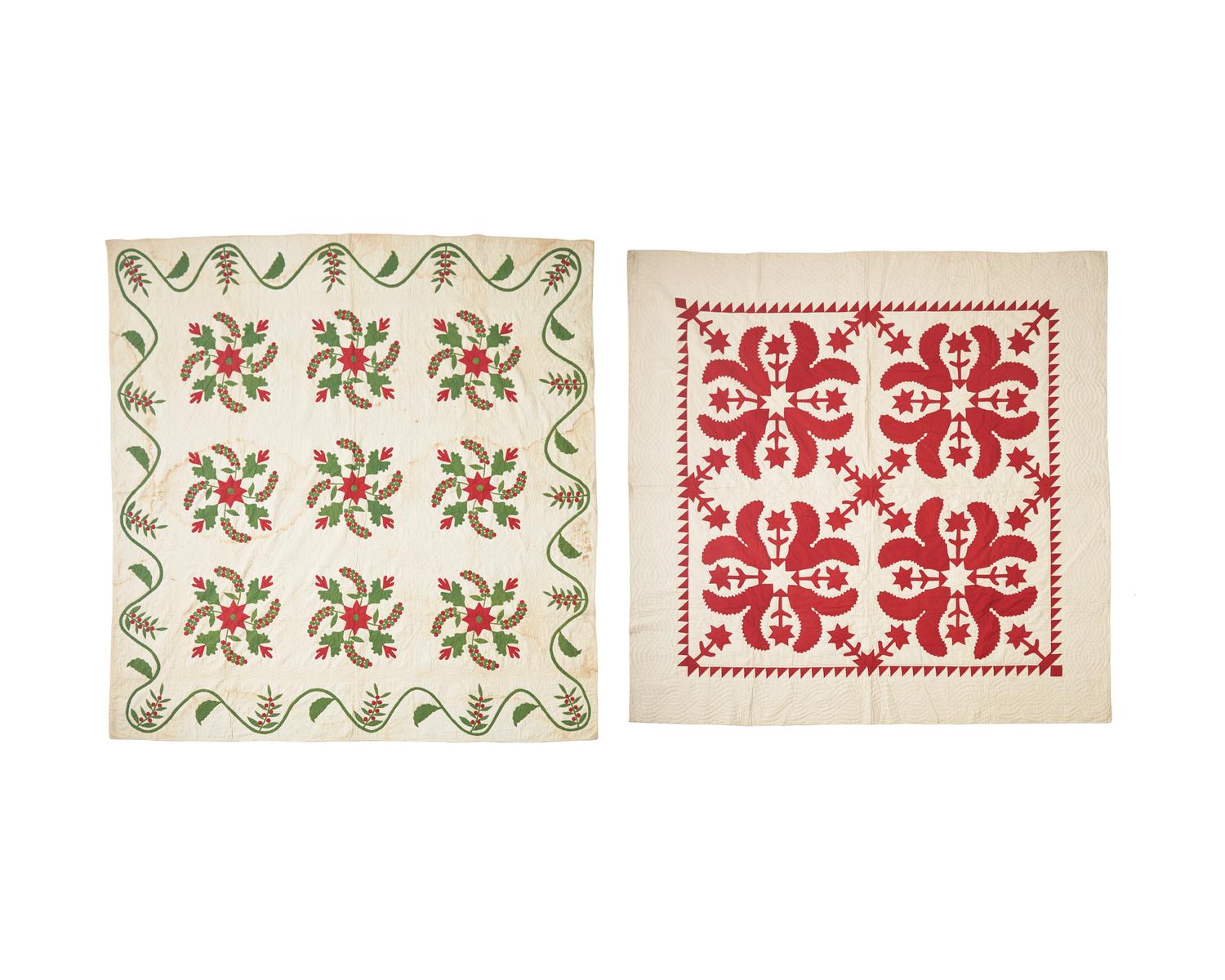Two Appliqued Cotton Quilts, Pennsylvania, 19th Century