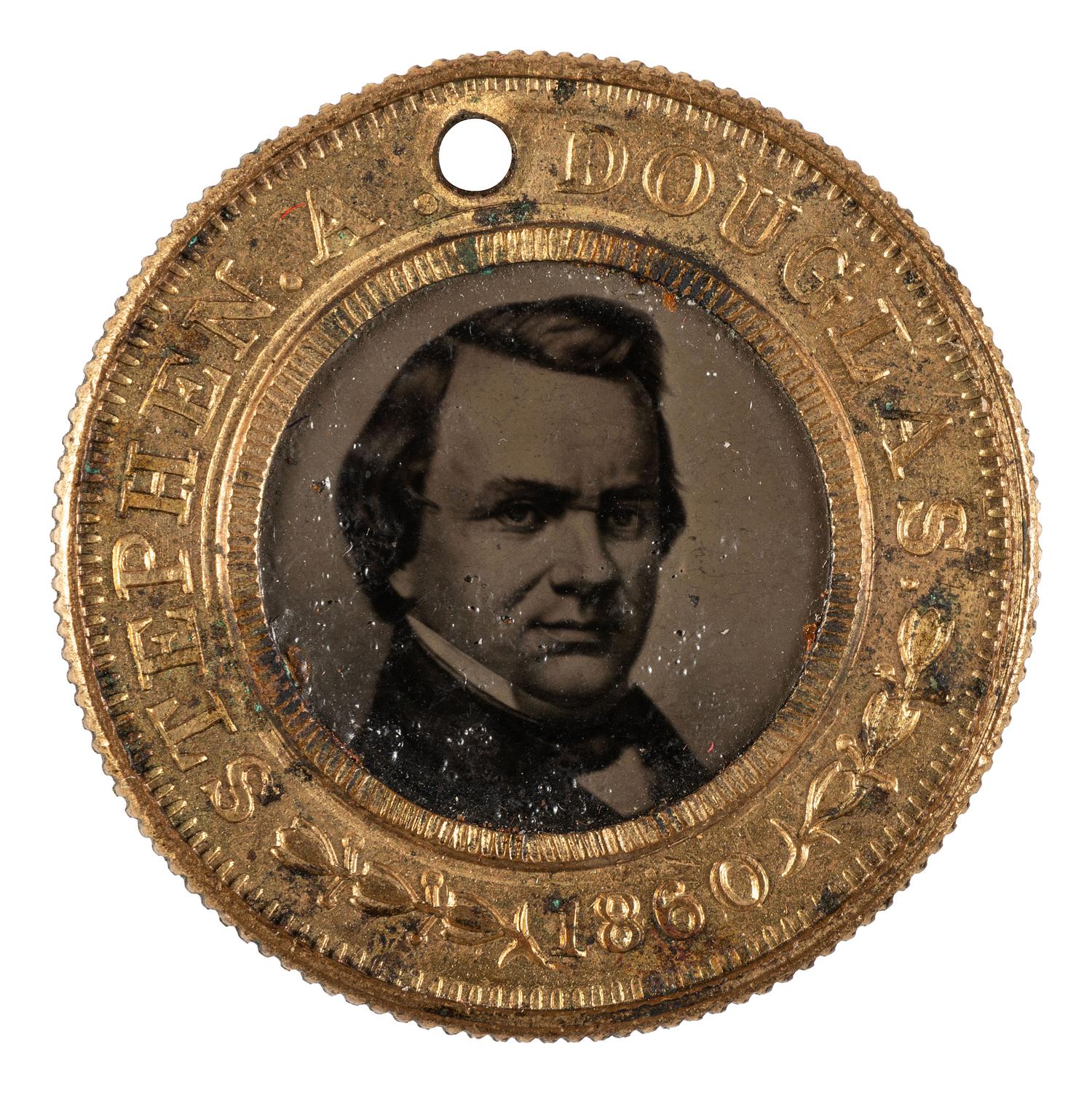 [POLITICS]. Douglas & Johnson back-to-back campaign ferrotype. 1860.