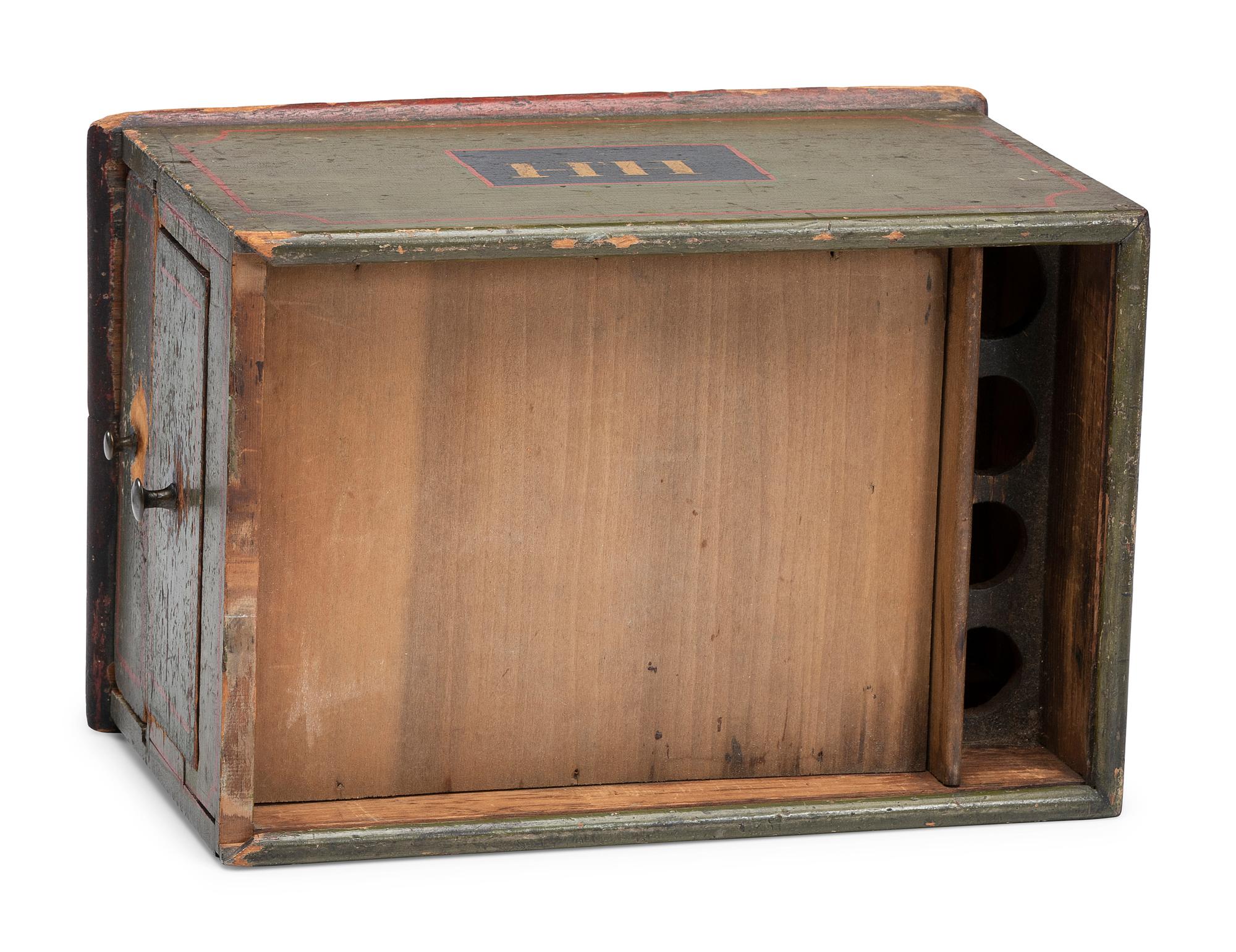 A Paint Decorated Pine Sewing Box