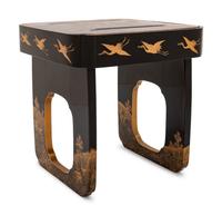 A Japanese Gilt Decorated Black Lacquer Square Stand