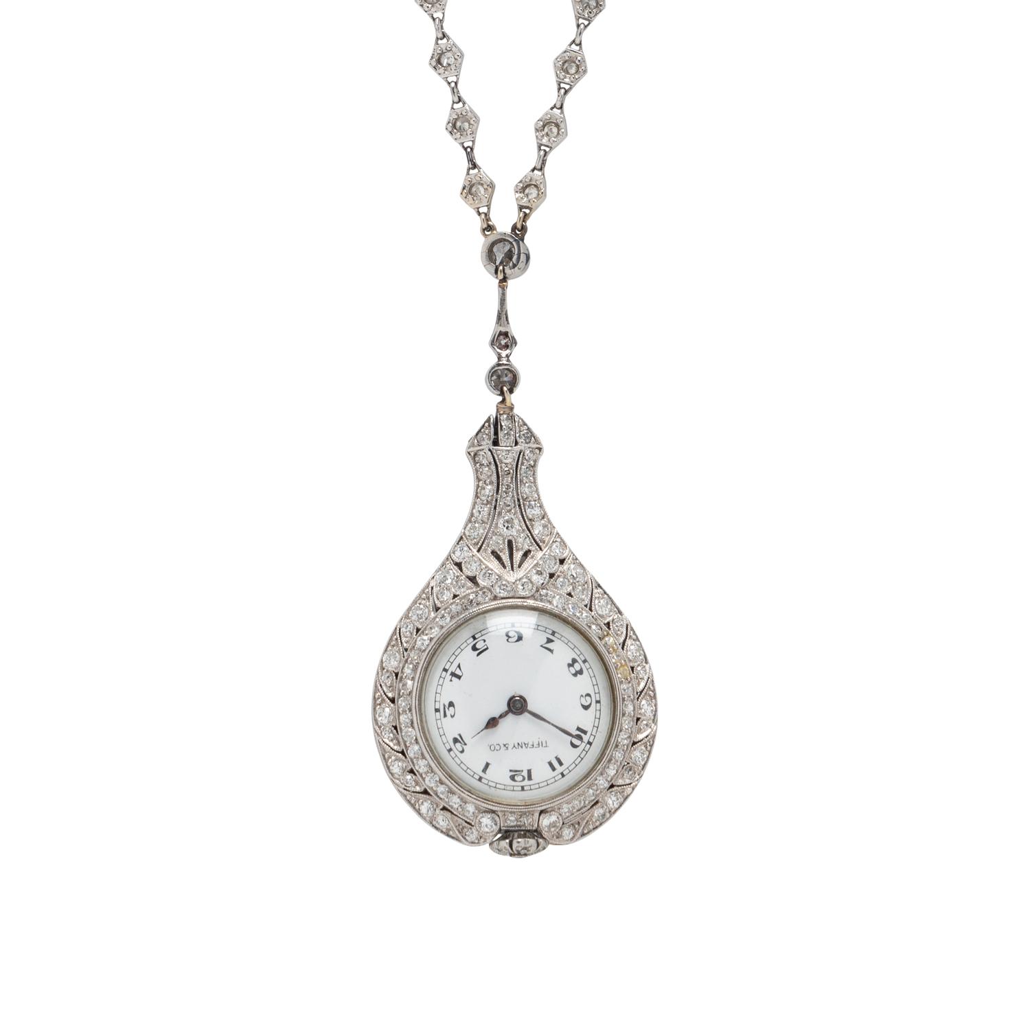TIFFANY & CO., DIAMOND PENDANT WATCH NECKLACE