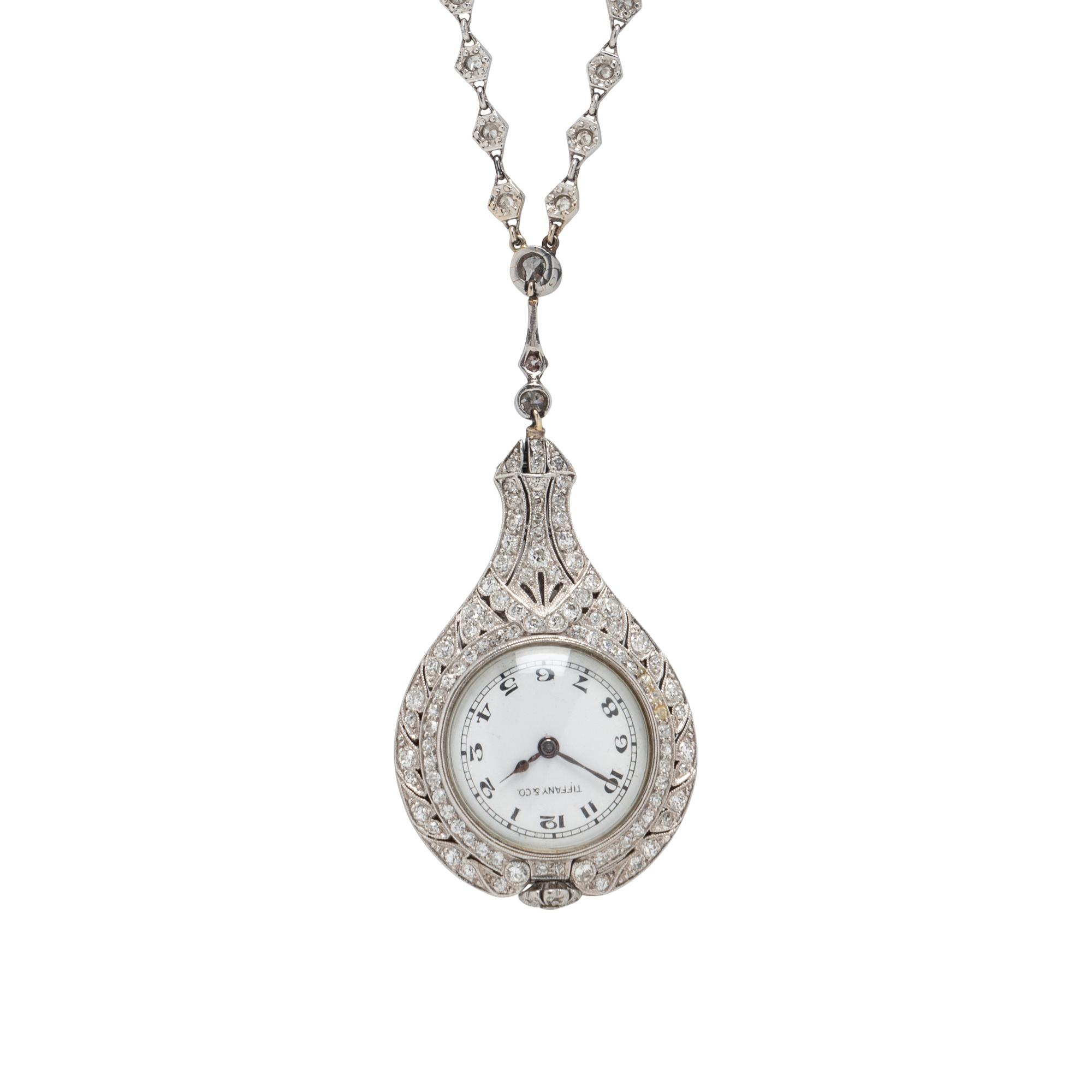 TIFFANY & CO., DIAMOND PENDANT WATCH NECKLACE