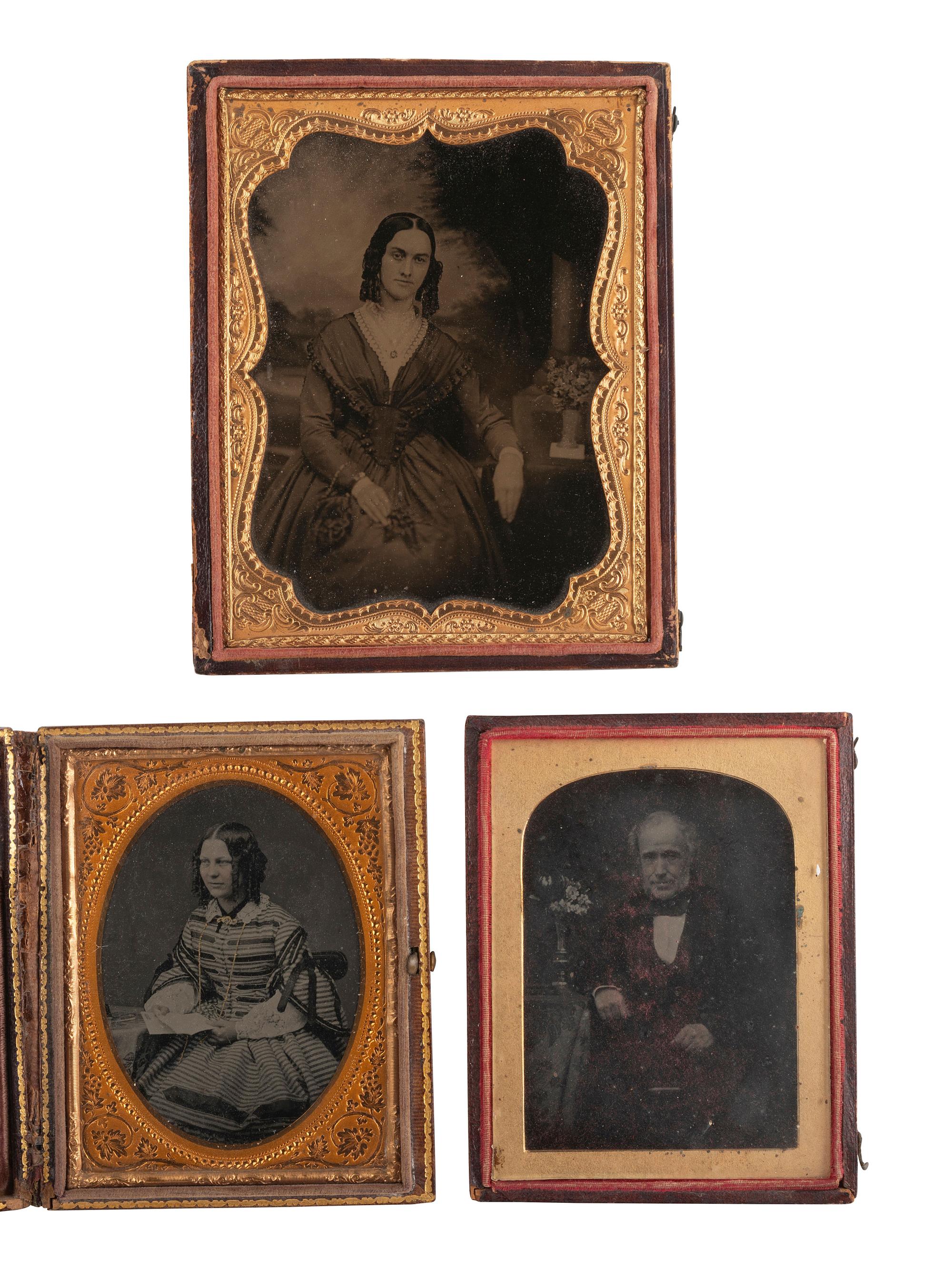 [EARLY PHOTOGRAPHY]. 20 half and quarter plate ambrotype portraits of men and women.