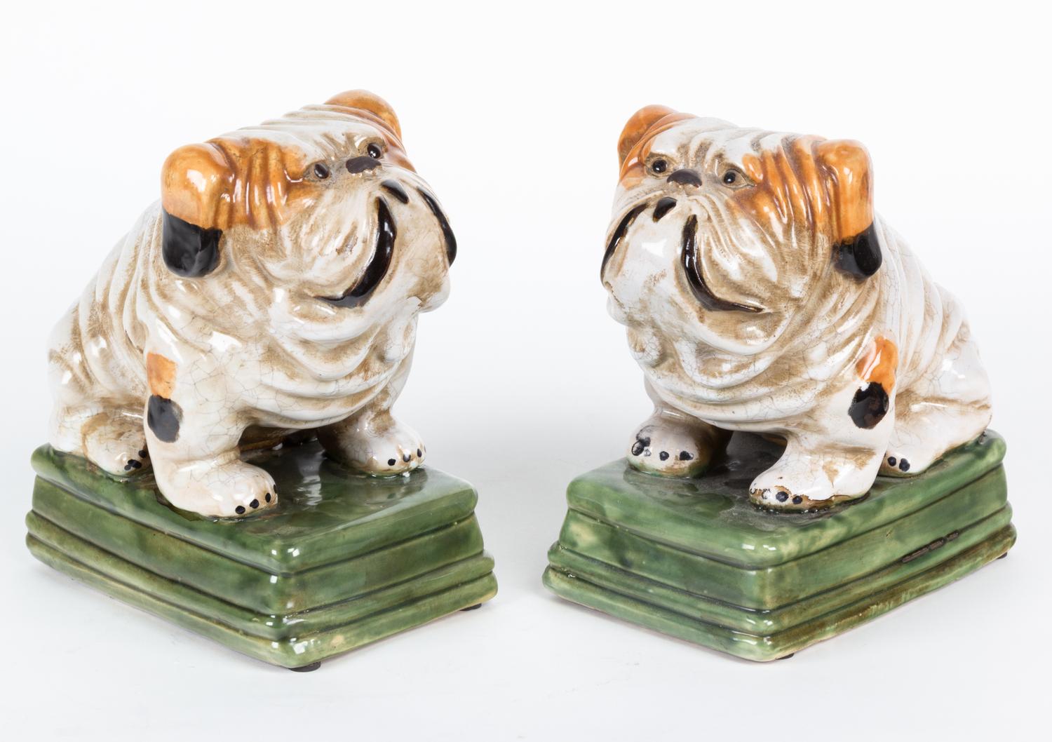 Three Glazed Ceramic Models of a Bulldog Height 9 1/2 inches. — 20TH CENTURY