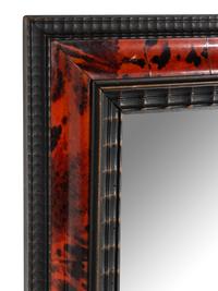 A Flemish Tortoise Shell Veneered and Ripple Molded Ebonized Mirror
