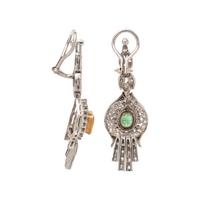 EMERALD AND DIAMOND EARCLIPS