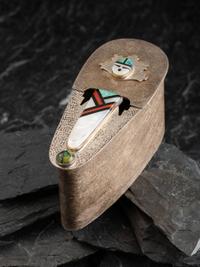 Navajo or Zuni Figural Necklace and Ring, with Stand