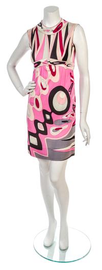 An Emilio Pucci Pink Print Silk Knit Jersey Dress, Size 8.