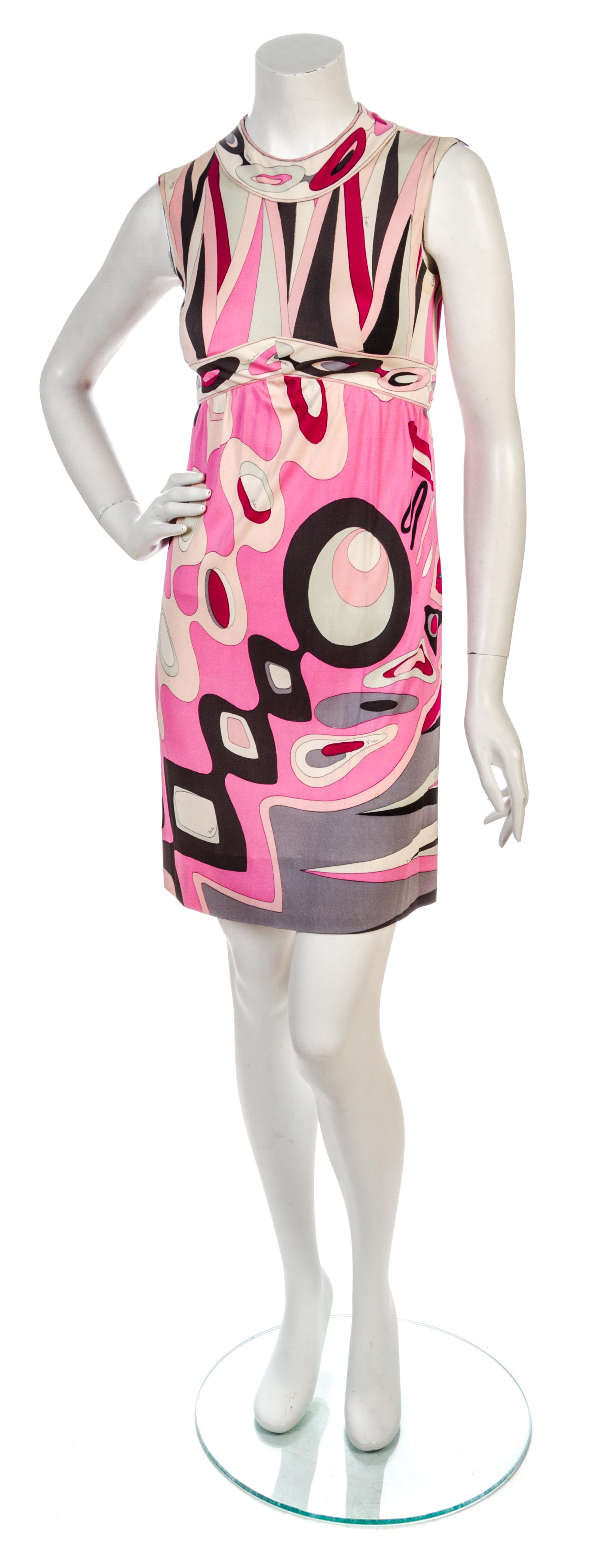 An Emilio Pucci Pink Print Silk Knit Jersey Dress, Size 8.